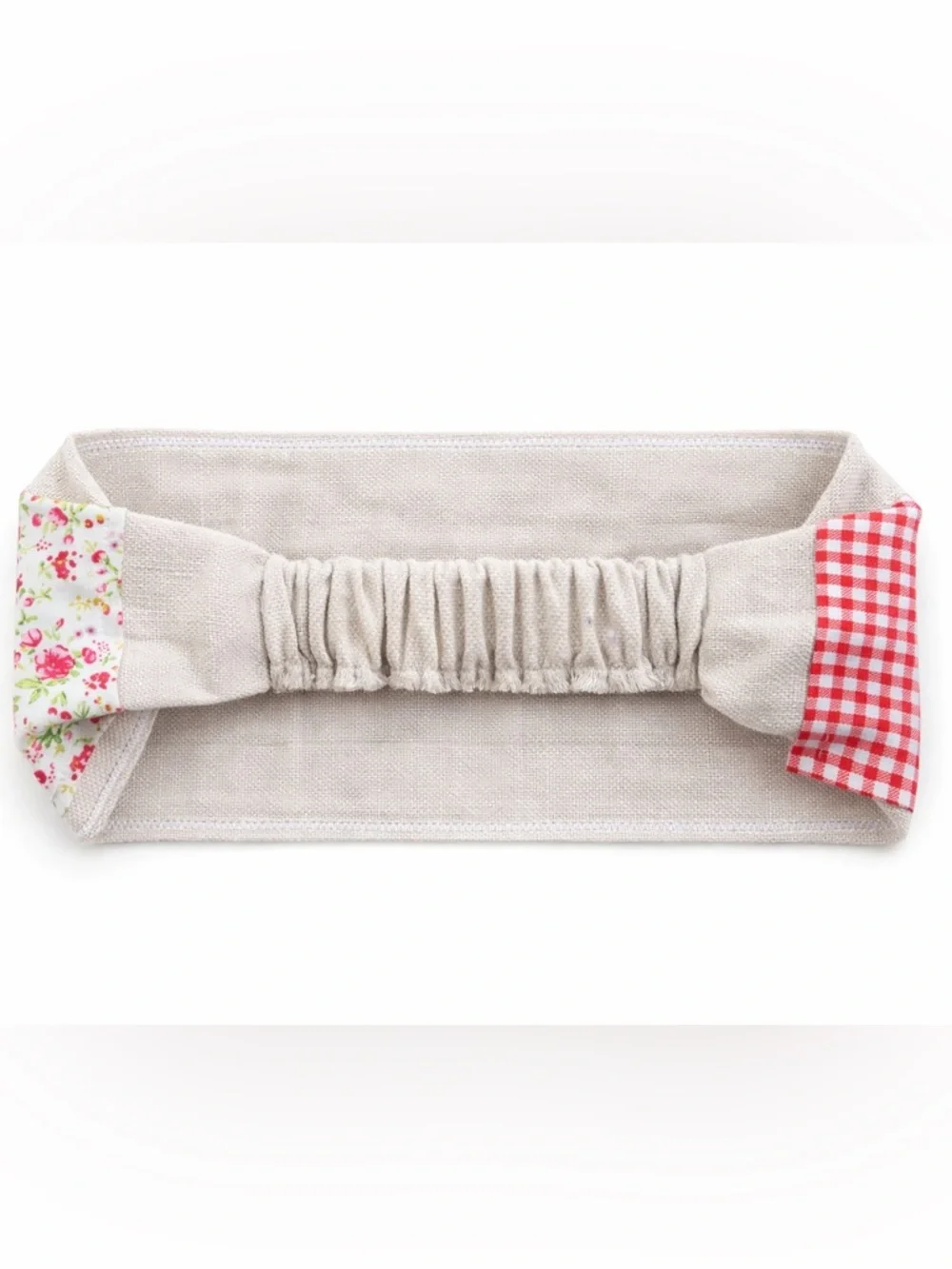 Boho Patchwork Wide Headbands Duo, Fits All Rhinestone Cotton Linen Hairbands